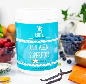 rootz collagen superfood in smoothie glass